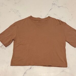 Everlane Basic Tan Cropped Shirt Size XS Back to School Natural Cotton